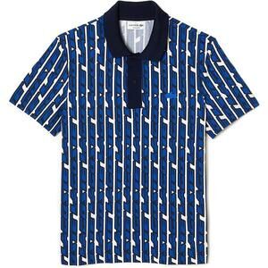 Lacoste Polo Shirt Large Blue White Geometric Logo Short Sleeve New Men’s